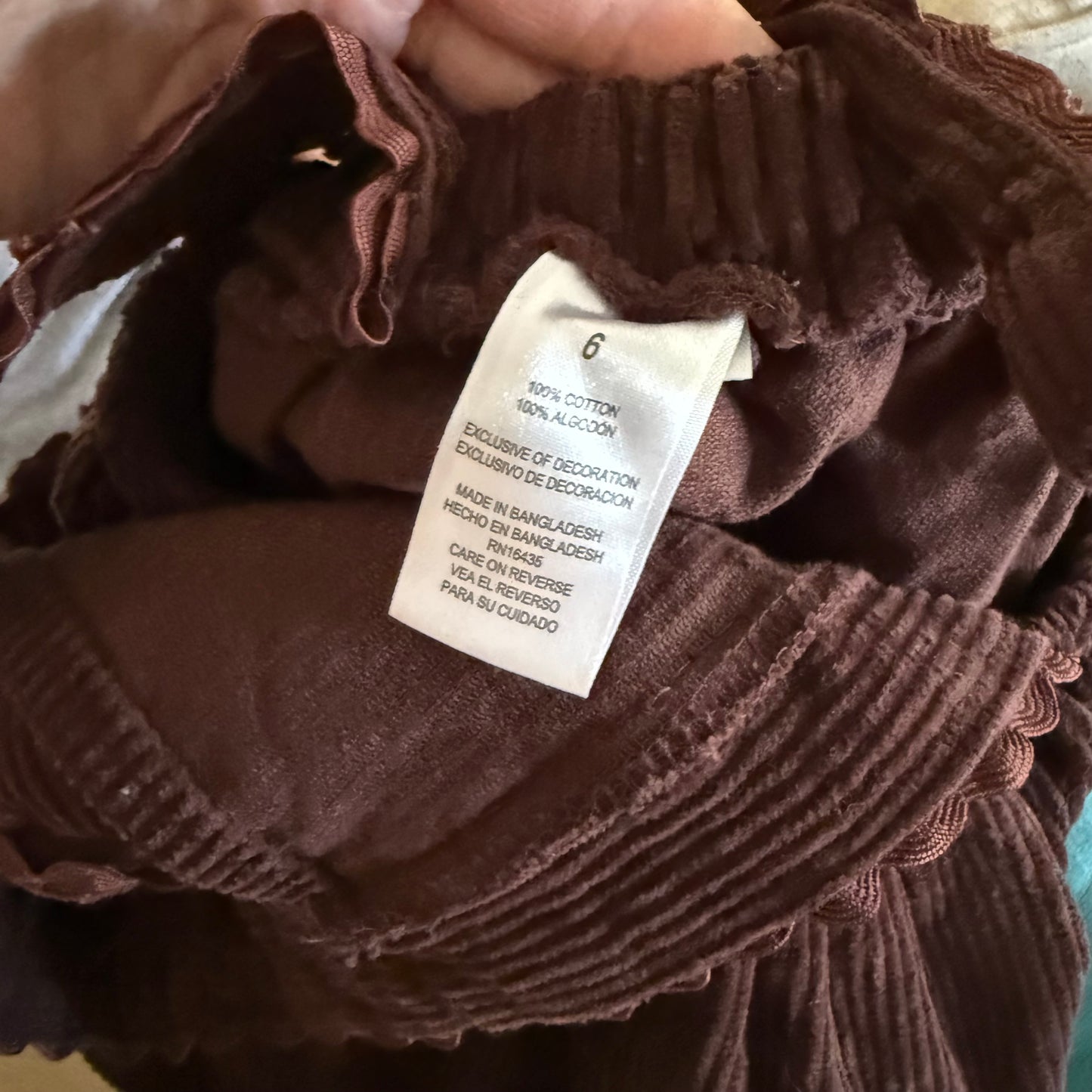 Size 6 | Chocolate corduroy pinafore