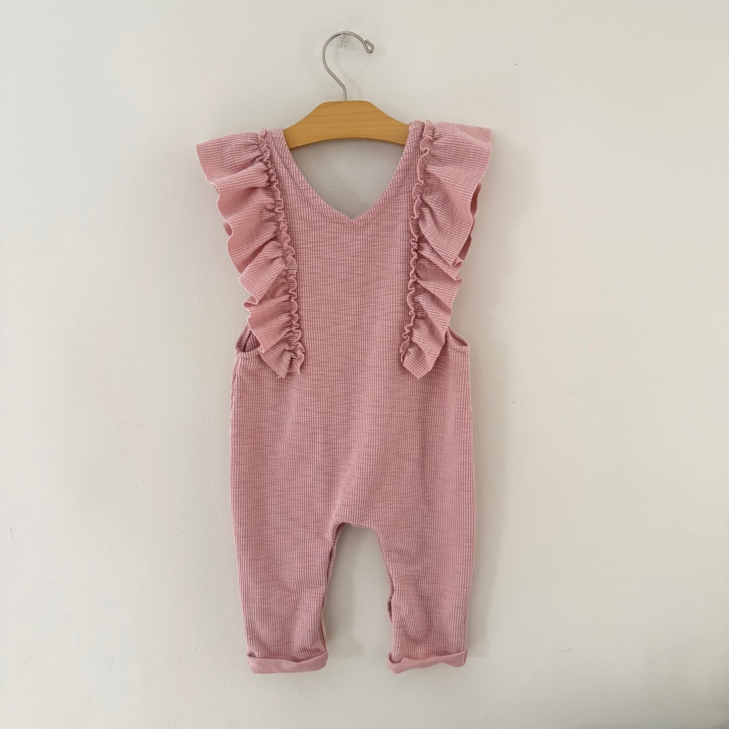 Size 2T/3T | Pink ruffle detail romper
