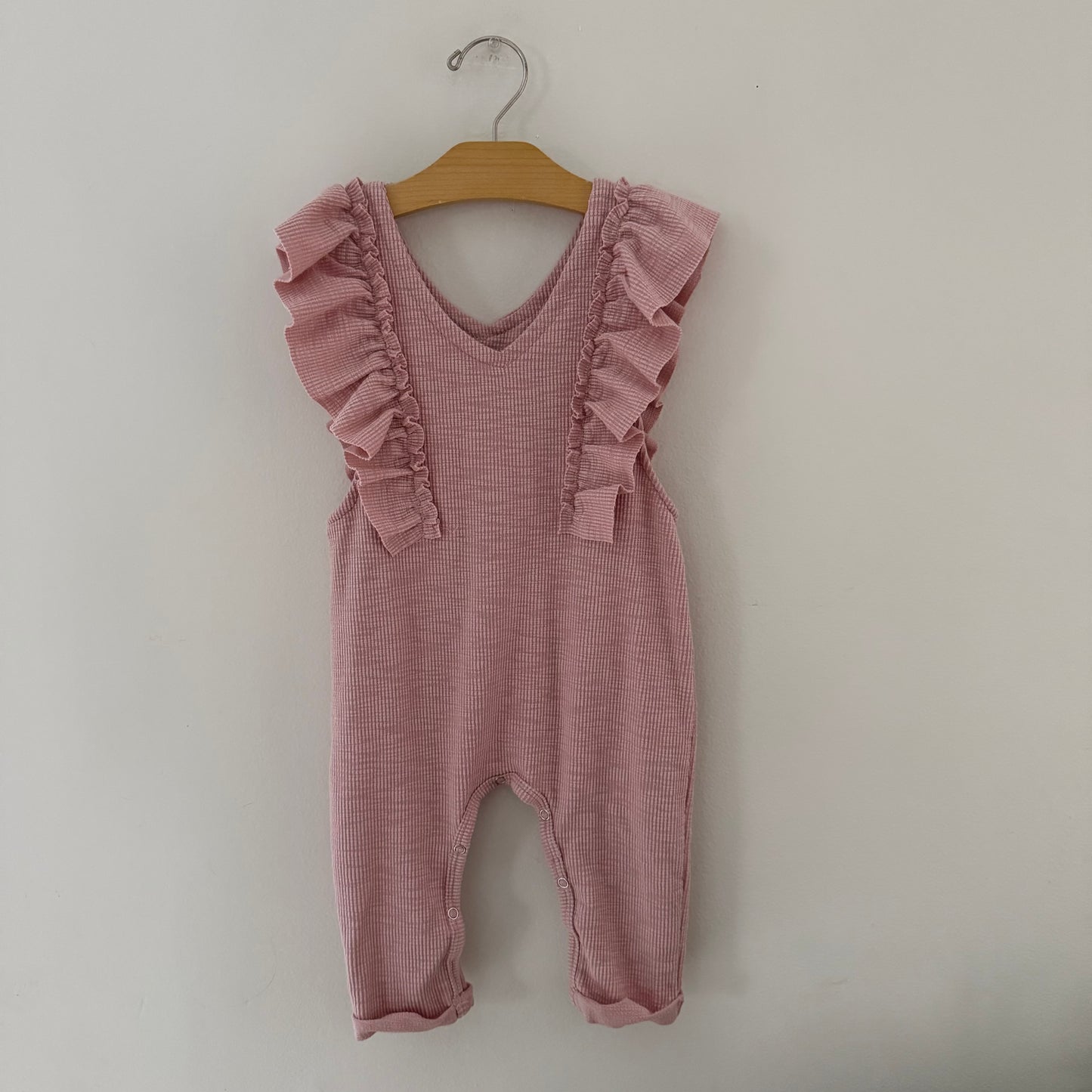 Size 2T/3T | Pink ruffle detail romper