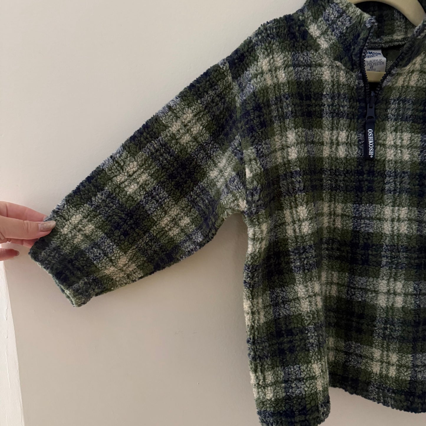 Size 4T | Vintage Oshkosh plaid sherpa fleece pullover