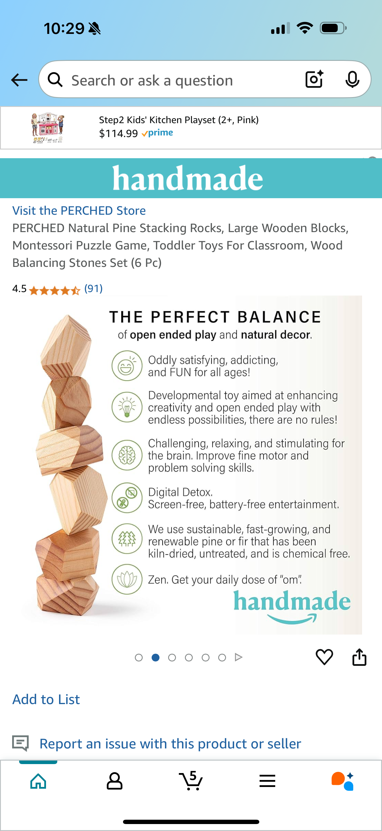 PERCHED Natural Wooden Stacking Stones