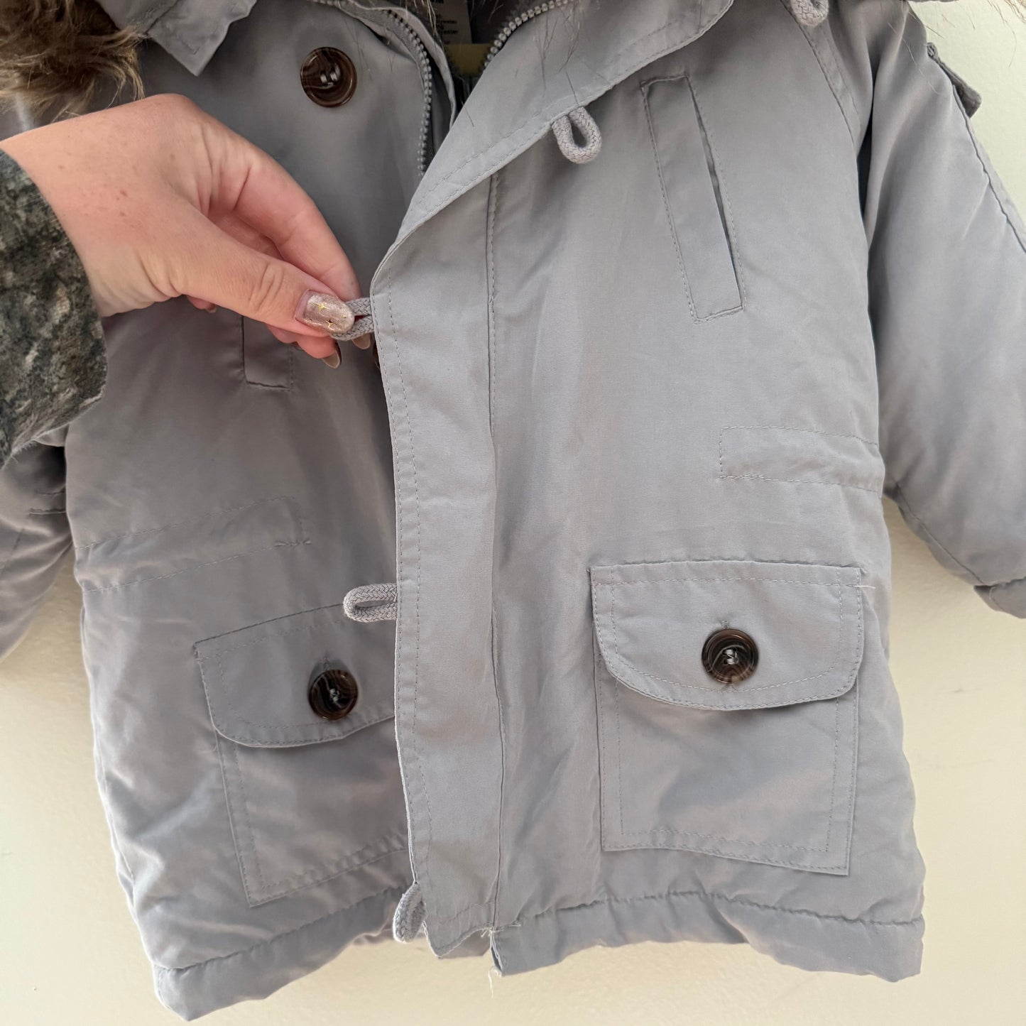 Size 24 months | Gray faux fur hooded jacket