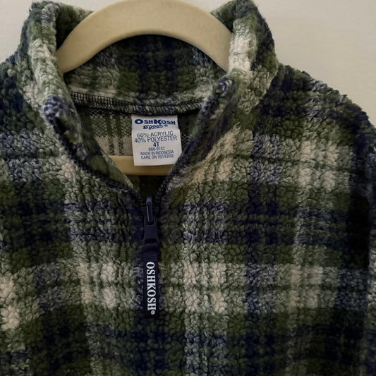 Size 4T | Vintage Oshkosh plaid sherpa fleece pullover
