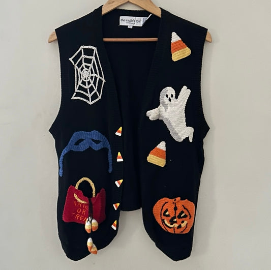 Size Large | Vintage Eagle’s Eye Halloween Themed Sweater Vest