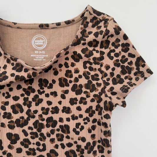 Size 4/5 | Square neck cheetah print tee
