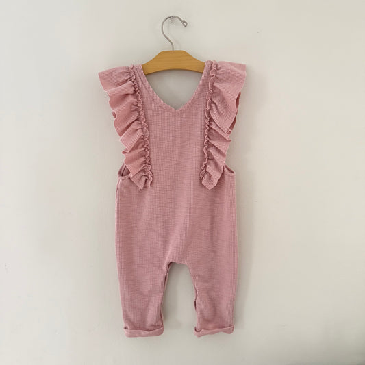 Size 2T/3T | Pink ruffle detail romper