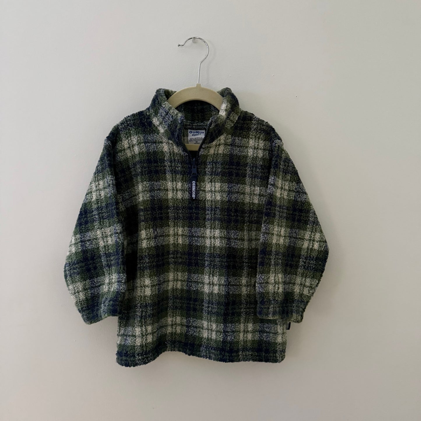 Size 4T | Vintage Oshkosh plaid sherpa fleece pullover