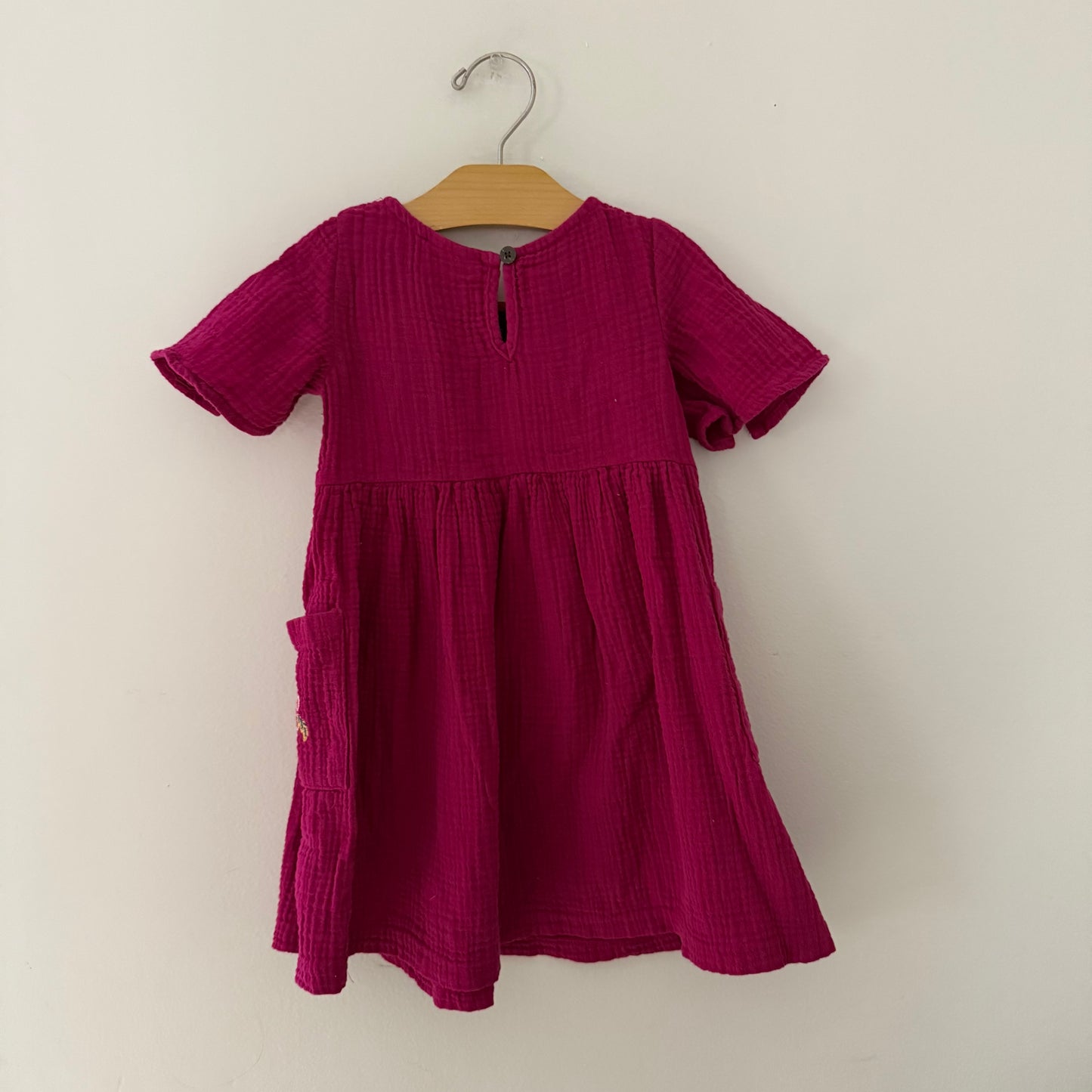 Size 3T | Floral embroidered gauze dress