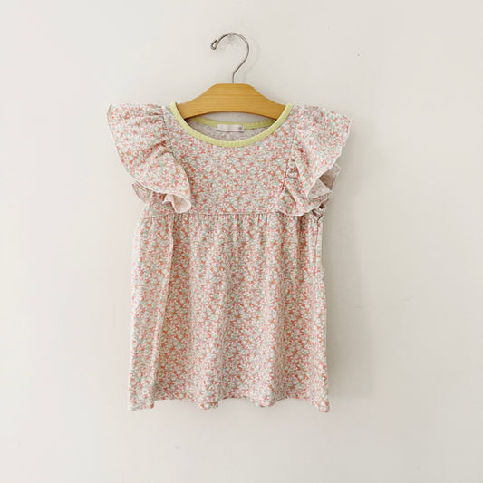 Size 5T | Floral flutter sleeve tunic