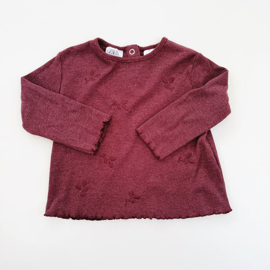 Size 9-12 months | Zara ribbed lettuce edge long sleeve