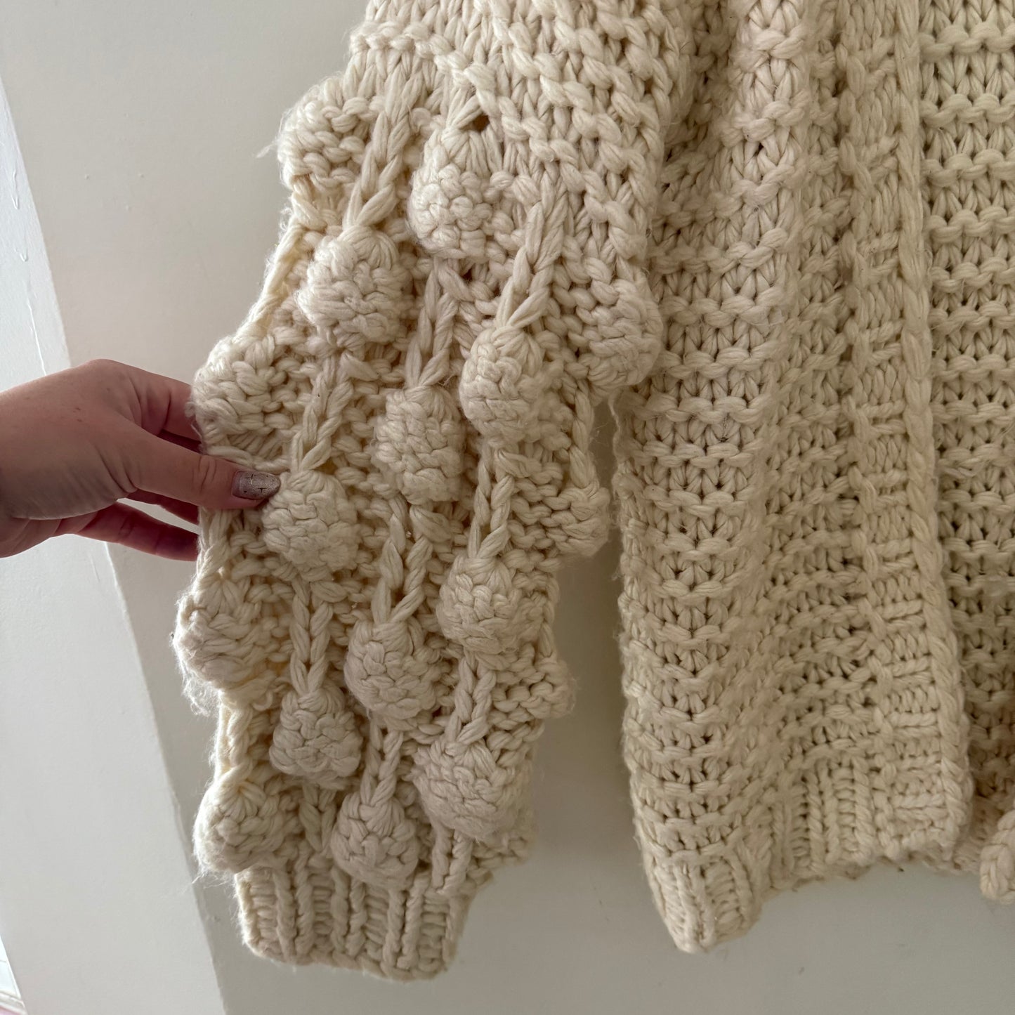 Hand crochet bubble sleeve sweater
