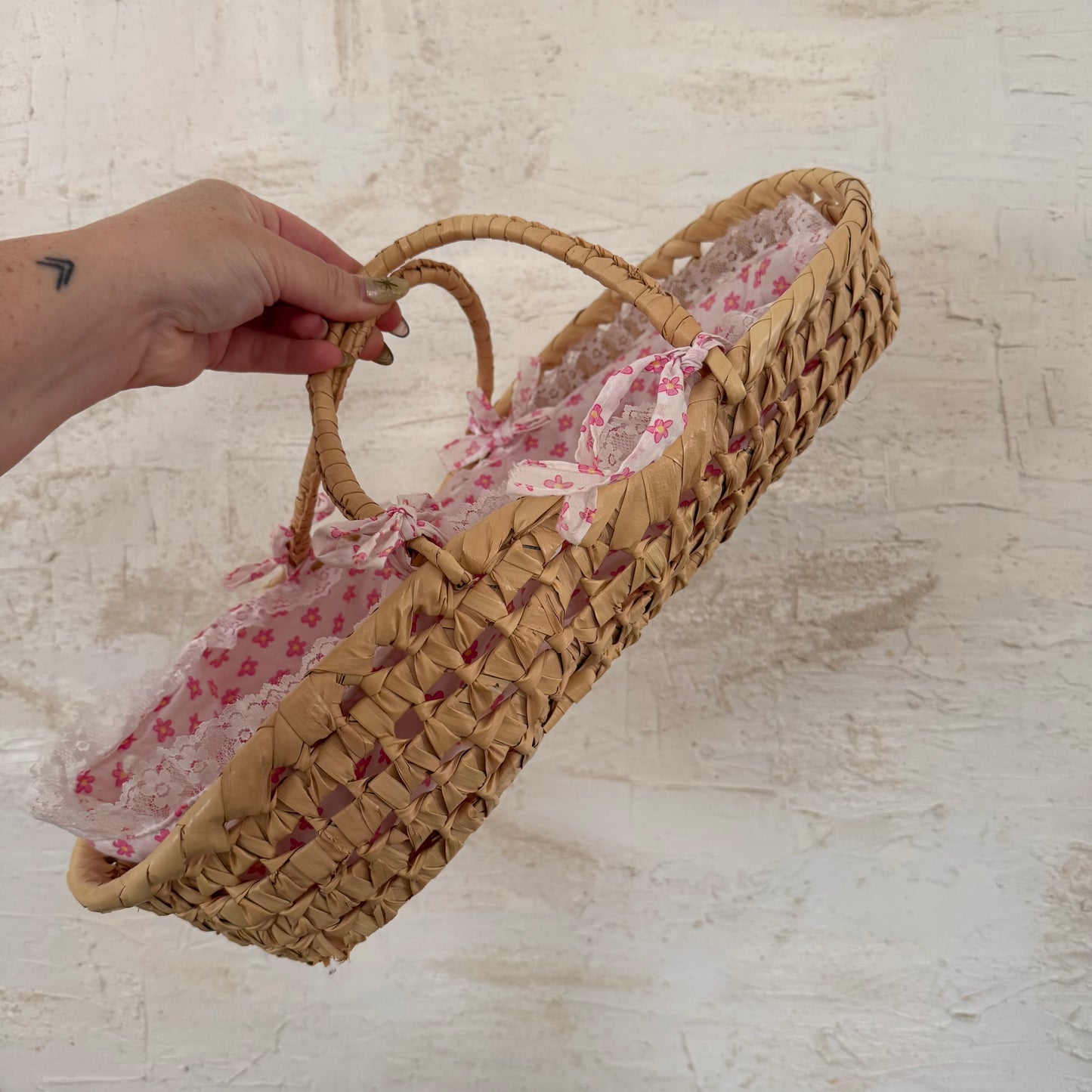 Woven boho baby bassinet
