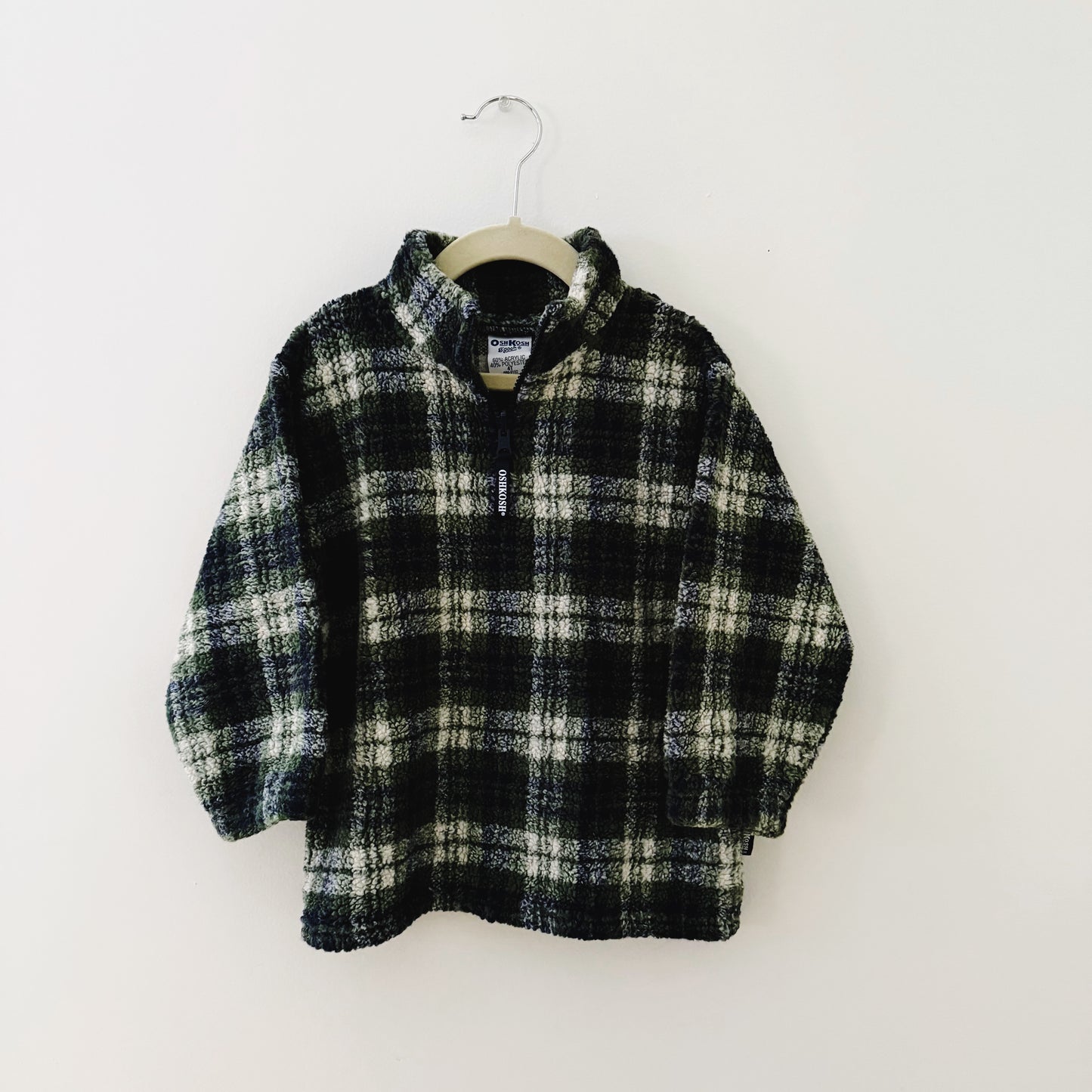 Size 4T | Vintage Oshkosh plaid sherpa fleece pullover