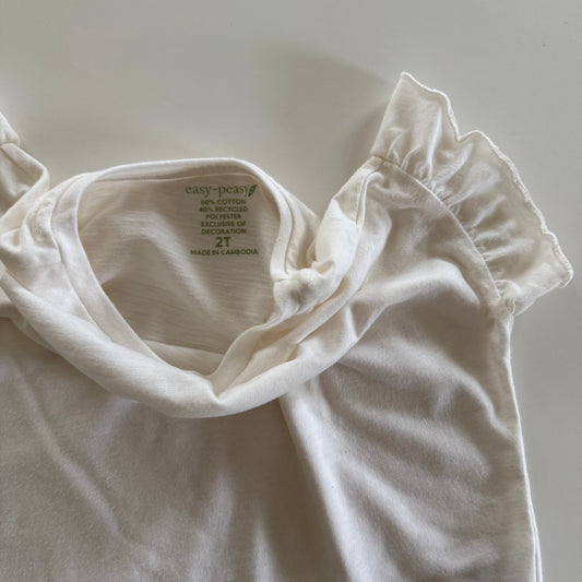 Size 2T | Cream ruffle sleeve tee