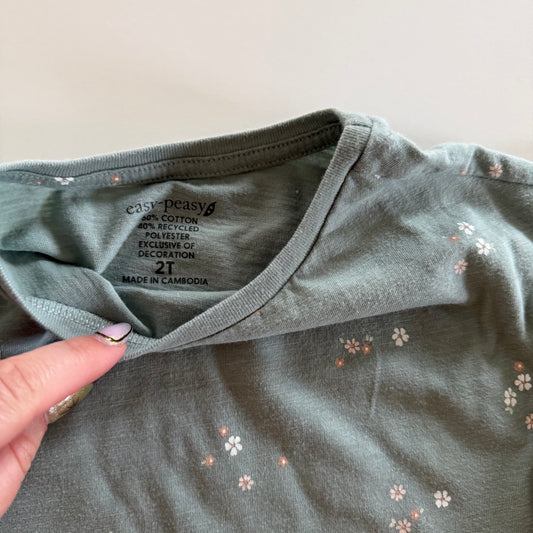 Size 2T | Floral ruffle sleeve tee