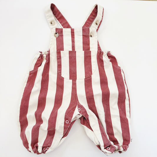 Size 6-12 months | Rust & Cream Striped overalls