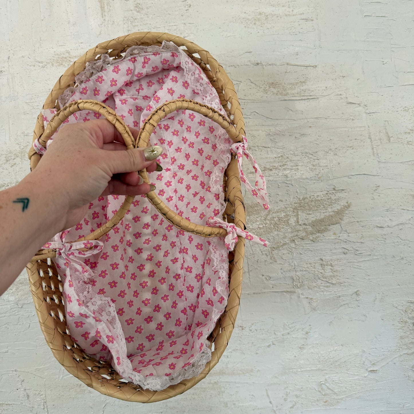 Woven boho baby bassinet
