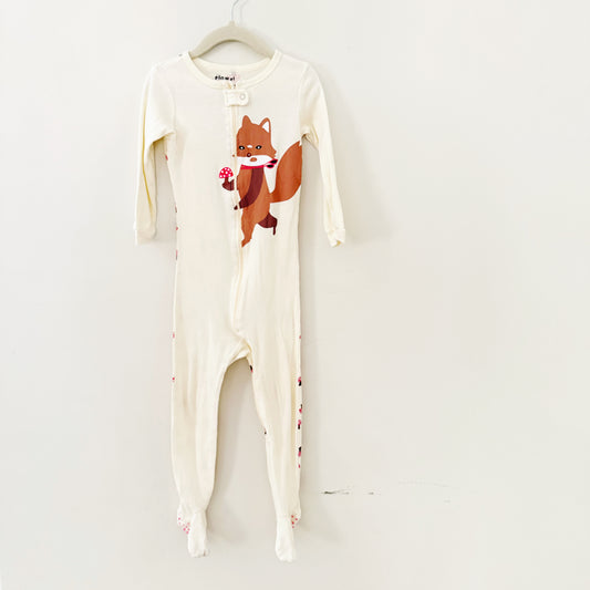 Size 2/3 | Elowel Baby Girls Footed Fox + Mushroom Pajama Sleeper