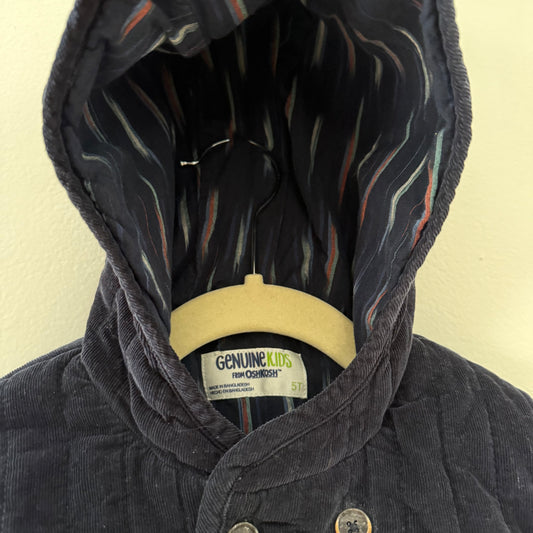 Size 5T | Deep navy corduroy quilted coat