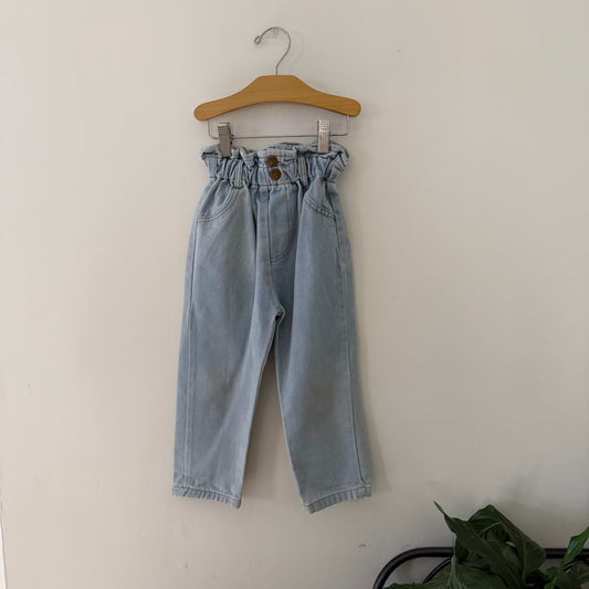 Size 4T | Denim paper bag pants