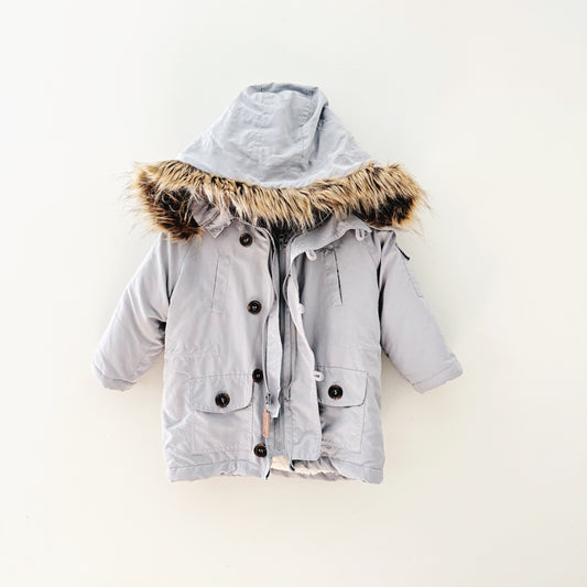 Size 24 months | Gray faux fur hooded jacket