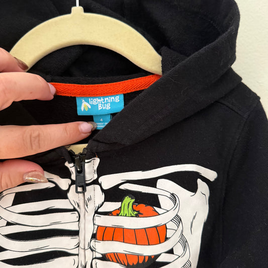 Size 4T | Ribcage pumpkin heart zip up