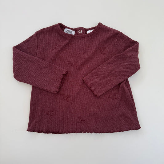 Size 9-12 months | Zara ribbed lettuce edge long sleeve