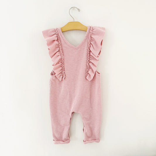 Size 2T/3T | Pink ruffle detail romper