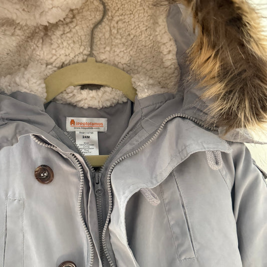 Size 24 months | Gray faux fur hooded jacket