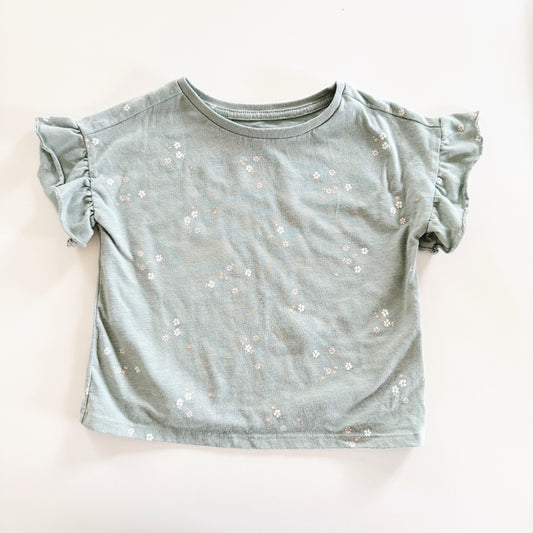 Size 2T | Floral ruffle sleeve tee